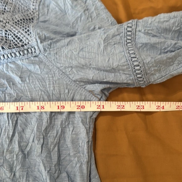 Sundance NWT Woman’s Crinkle Pullover Crochet Eyelet Long Sleeve Top - Picture 7 of 12